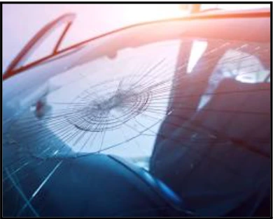 The Star Crack in a car windschield used in the computer vision object detection