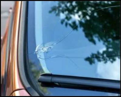 The Bullseye Crack in a car windshield for AI image detection  and computer vision object detection